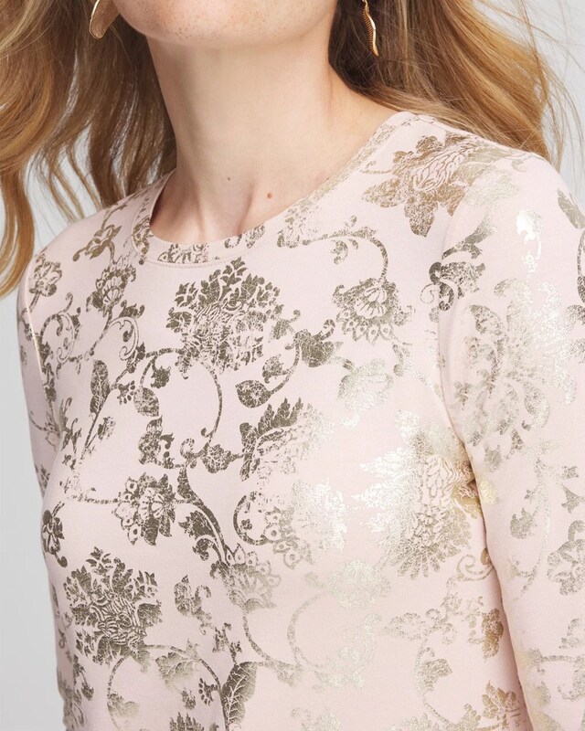 Touch of Cool Foiled Floral Layering Tee - image 4
